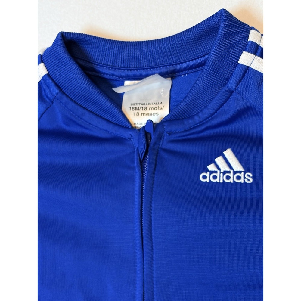 Adidas Baby Boys Blue White Stripe Track Jump Suit One Piece Coverall 18M - Picture 8 of 10